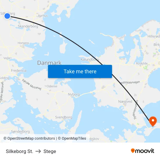 Silkeborg St. to Stege map