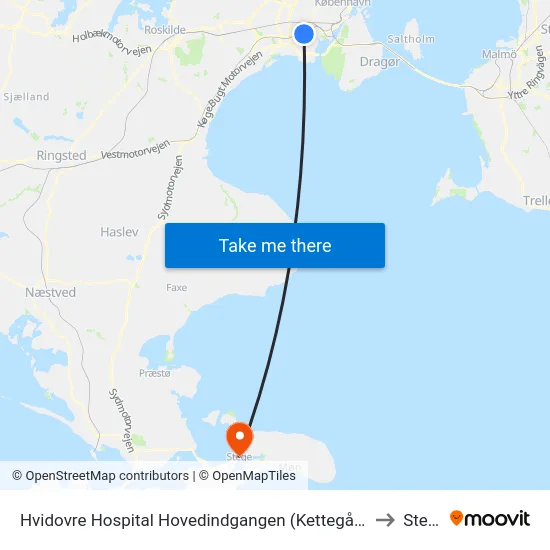Hvidovre Hospital Hovedindgangen (Kettegård Allé) to Stege map