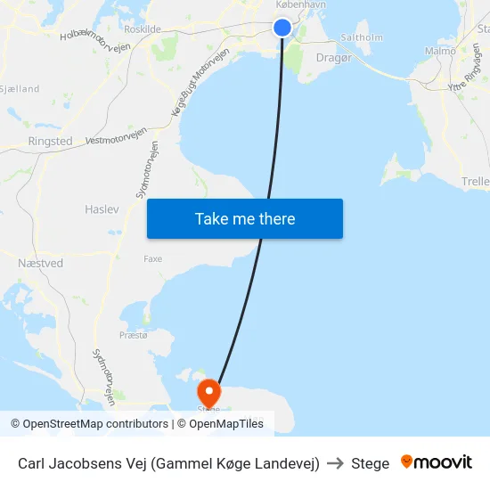 Carl Jacobsens Vej (Gammel Køge Landevej) to Stege map