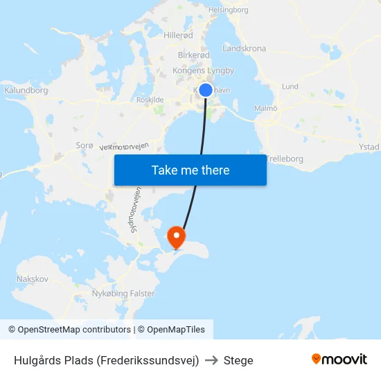 Hulgårds Plads (Frederikssundsvej) to Stege map