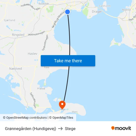 Grønnegården (Hundigevej) to Stege map