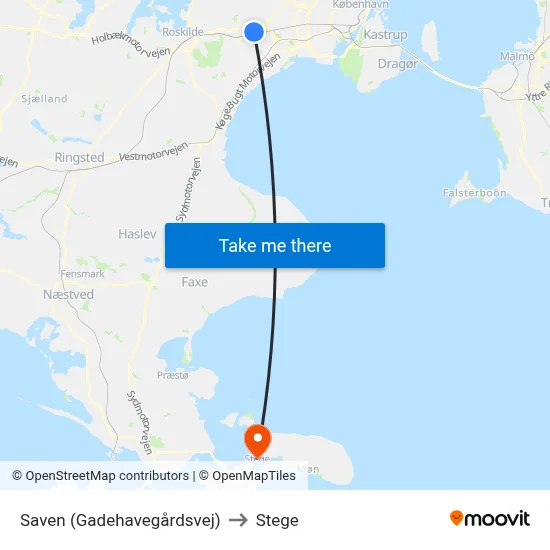 Saven (Gadehavegårdsvej) to Stege map