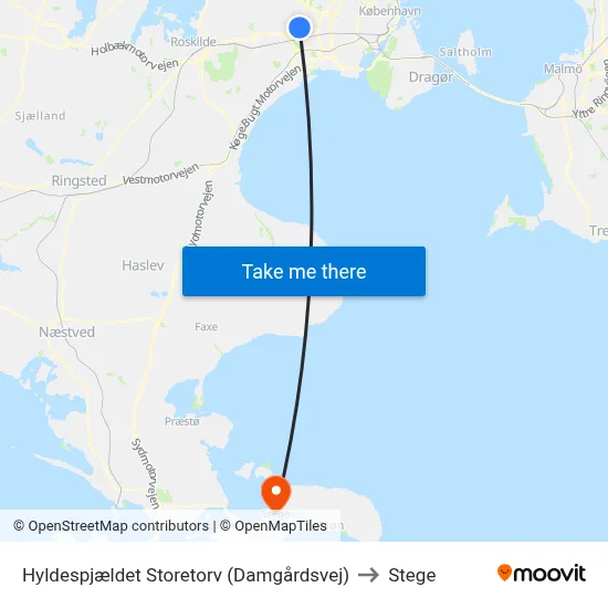 Hyldespjældet Storetorv (Damgårdsvej) to Stege map