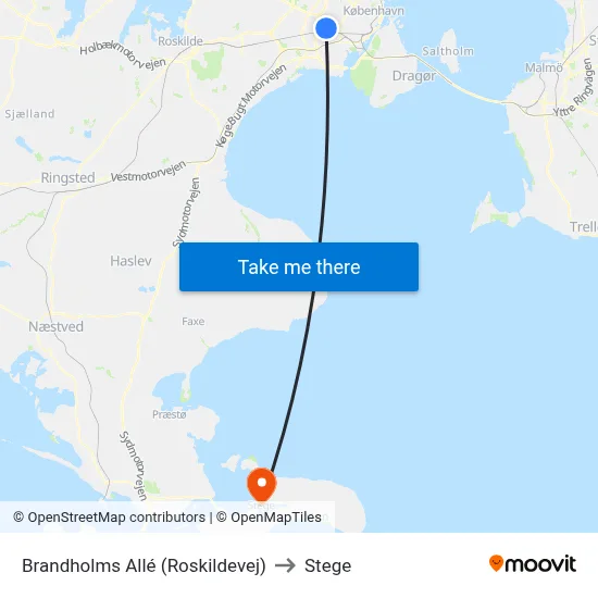Brandholms Allé (Roskildevej) to Stege map