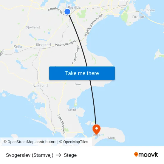 Svogerslev (Stamvej) to Stege map