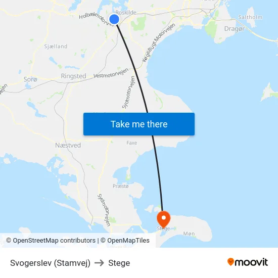 Svogerslev (Stamvej) to Stege map