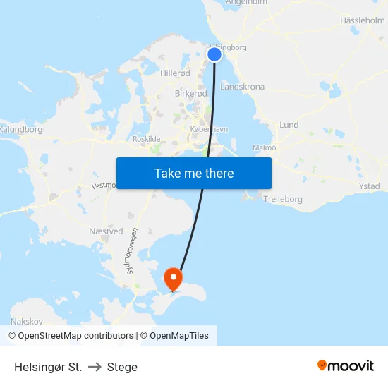 Helsingør St. to Stege map