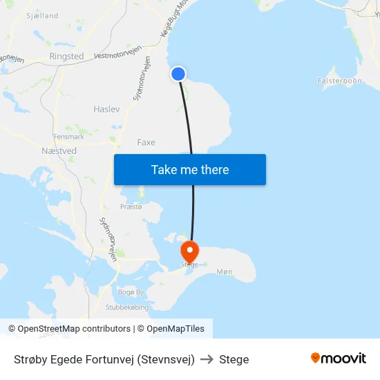 Strøby Egede Fortunvej (Stevnsvej) to Stege map