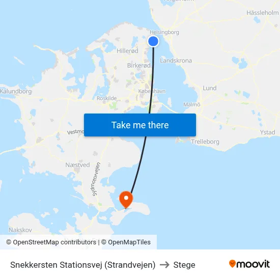 Snekkersten Stationsvej (Strandvejen) to Stege map