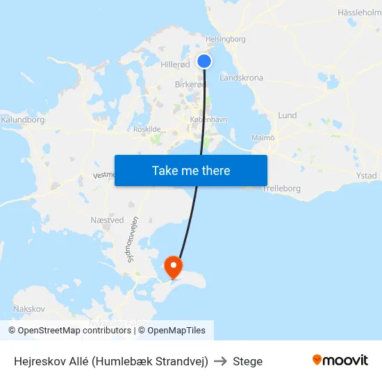 Hejreskov Allé (Humlebæk Strandvej) to Stege map