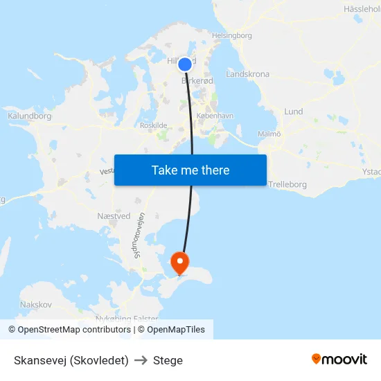 Skansevej (Skovledet) to Stege map