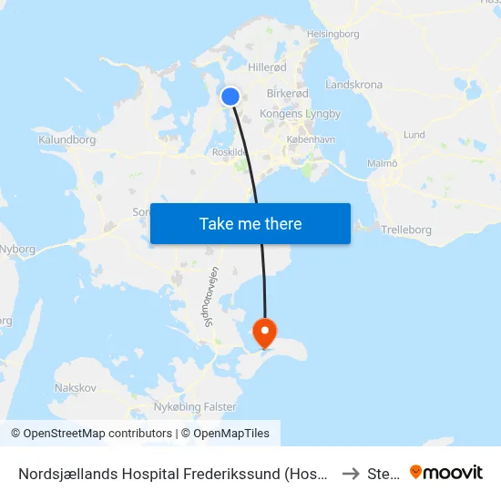 Nordsjællands Hospital Frederikssund (Hospitalvej) to Stege map