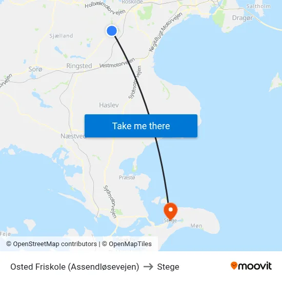 Osted Friskole (Assendløsevejen) to Stege map