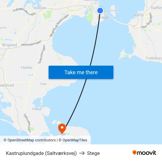 Kastruplundgade (Saltværksvej) to Stege map