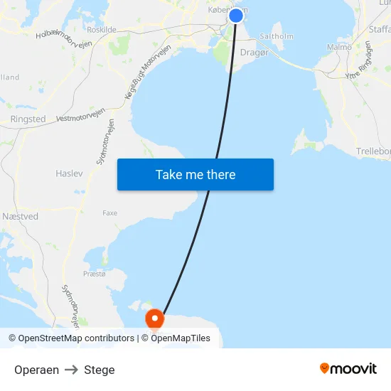 Operaen to Stege map