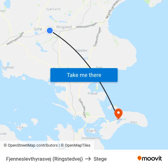 Fjenneslevthyrasvej (Ringstedvej) to Stege map