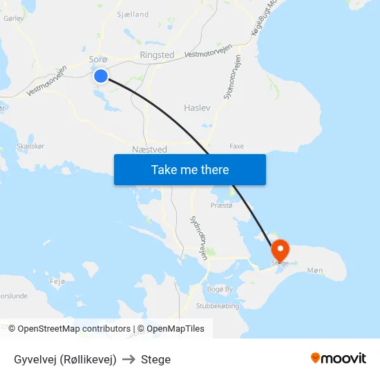 Gyvelvej (Røllikevej) to Stege map