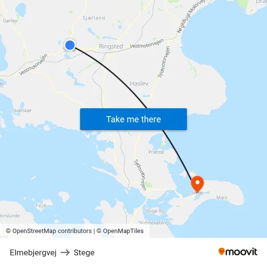Elmebjergvej to Stege map