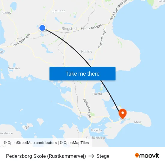 Pedersborg Skole (Rustkammervej) to Stege map