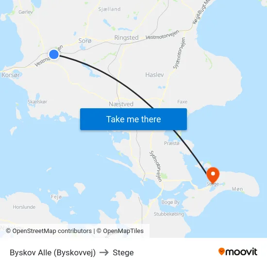 Byskov Alle (Byskovvej) to Stege map