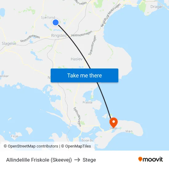 Allindelille Friskole (Skeevej) to Stege map