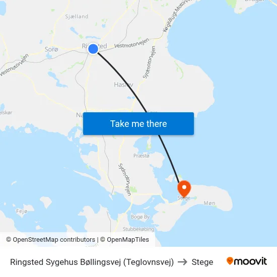 Ringsted Sygehus Bøllingsvej (Teglovnsvej) to Stege map