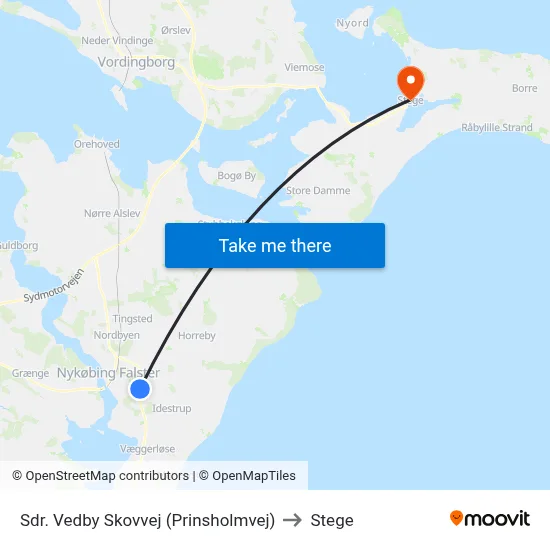 Sdr. Vedby Skovvej (Prinsholmvej) to Stege map
