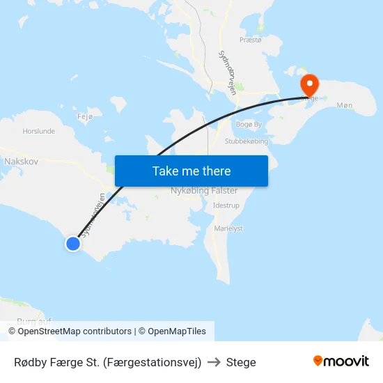 Rødby Færge St. (Færgestationsvej) to Stege map