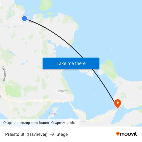 Præstø St. (Havnevej) to Stege map