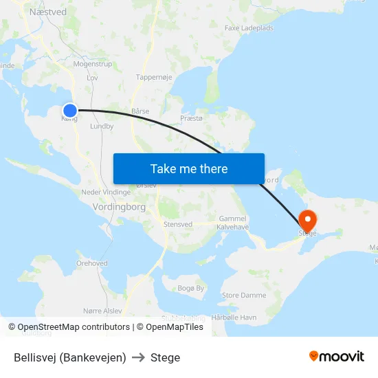 Bellisvej (Bankevejen) to Stege map