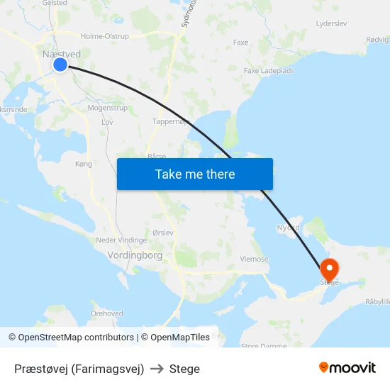Præstøvej (Farimagsvej) to Stege map