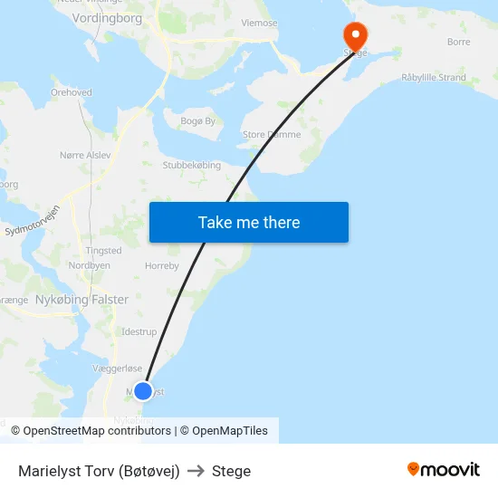 Marielyst Torv (Bøtøvej) to Stege map