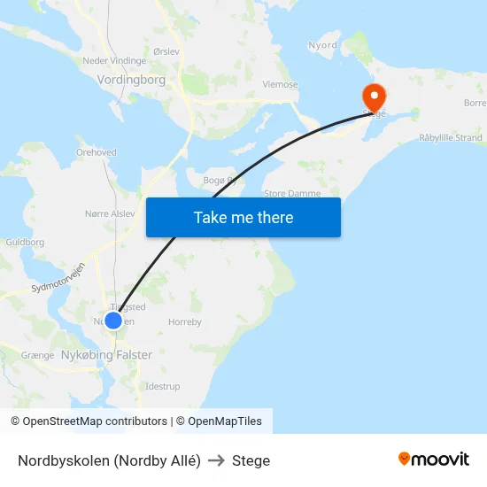 Nordbyskolen (Nordby Allé) to Stege map