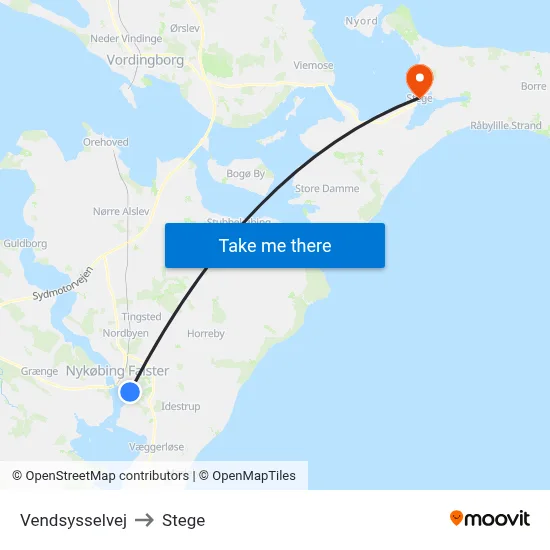 Vendsysselvej to Stege map