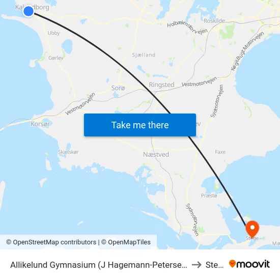 Allikelund Gymnasium (J Hagemann-Petersens Allé) to Stege map
