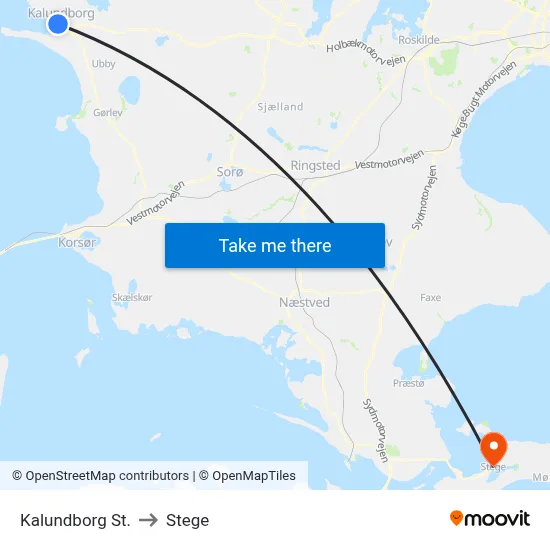 Kalundborg St. to Stege map