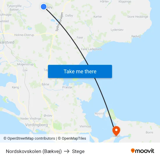 Nordskovskolen (Bækvej) to Stege map