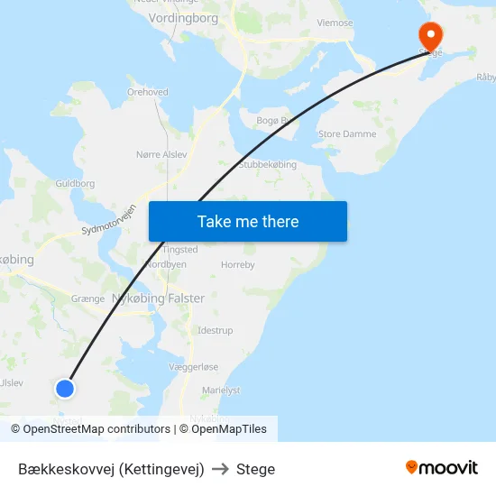 Bækkeskovvej (Kettingevej) to Stege map
