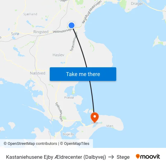 Kastaniehusene Ejby Ældrecenter (Dalbyvej) to Stege map