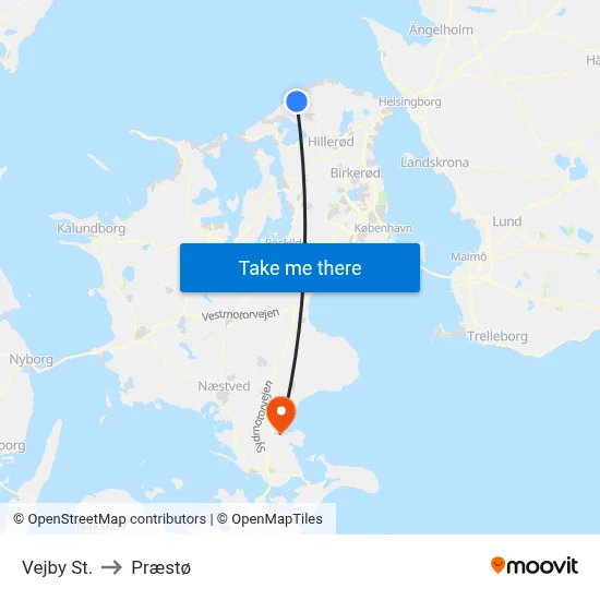 Vejby St. to Præstø map