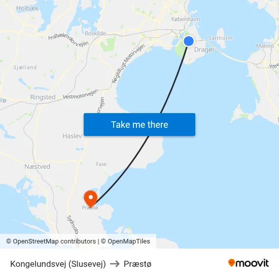 Kongelundsvej (Slusevej) to Præstø map