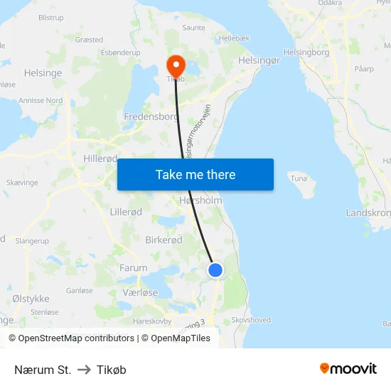 Nærum St. to Tikøb map