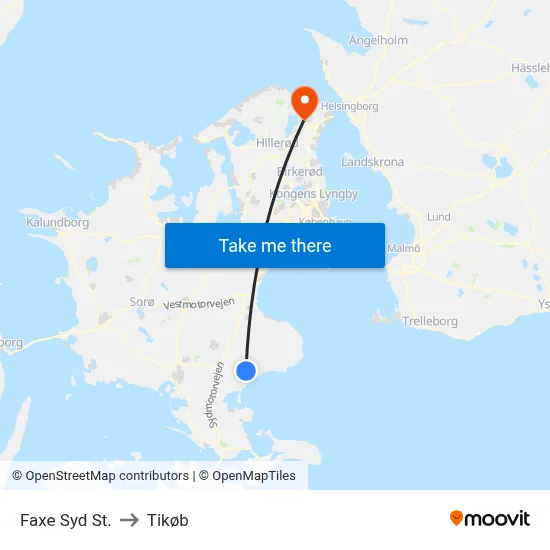 Faxe Syd St. to Tikøb map