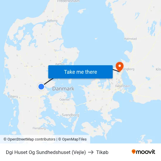 Dgi Huset Og Sundhedshuset (Vejle) to Tikøb map