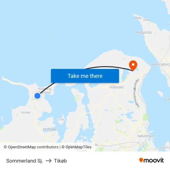 Sommerland Sj. to Tikøb map