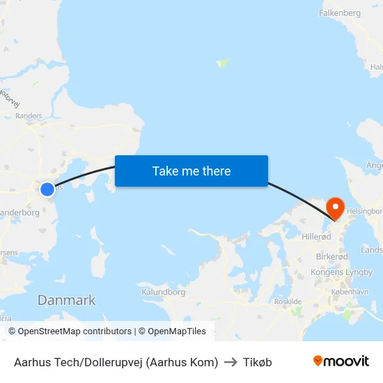 Aarhus Tech/Dollerupvej (Aarhus Kom) to Tikøb map