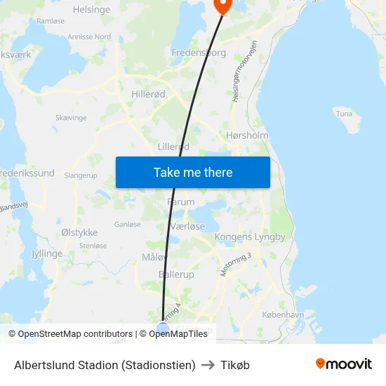 Albertslund Stadion (Stadionstien) to Tikøb map