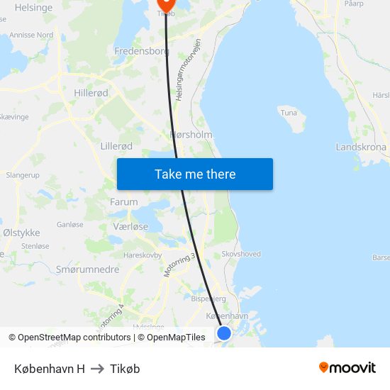 København H to Tikøb map