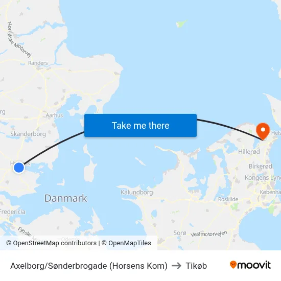 Axelborg/Sønderbrogade (Horsens Kom) to Tikøb map