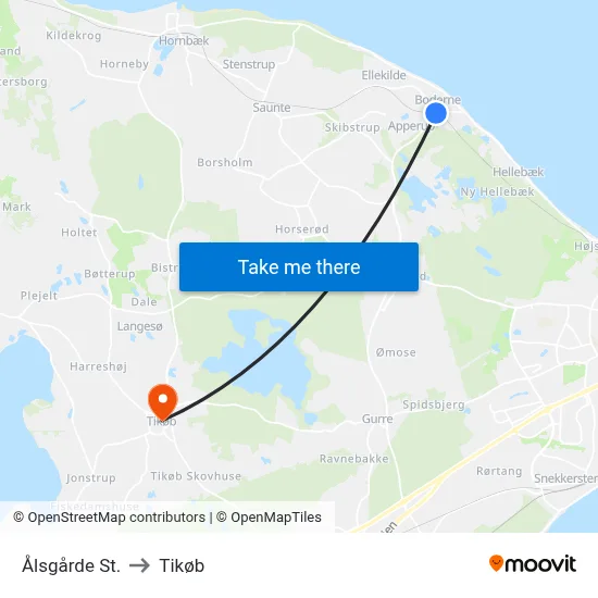 Ålsgårde St. to Tikøb map